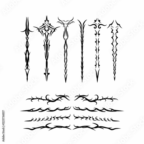 Tribal ornament vector, symmetrical, tattoo style, for decoration