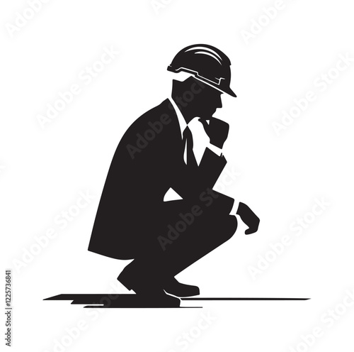 male architect pose silhouette vector illustration