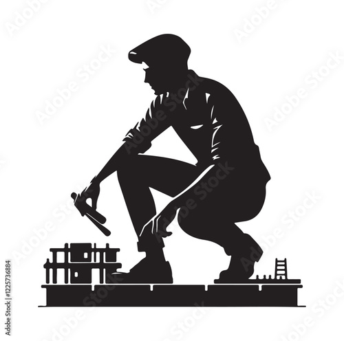 male architect pose silhouette vector illustration