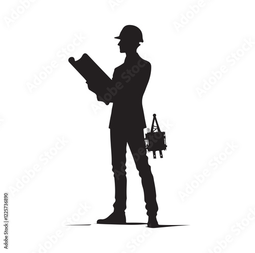 male architect pose silhouette vector illustration