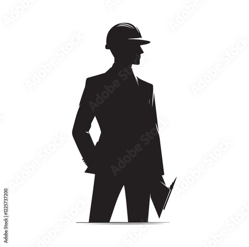 male architect pose silhouette vector illustration