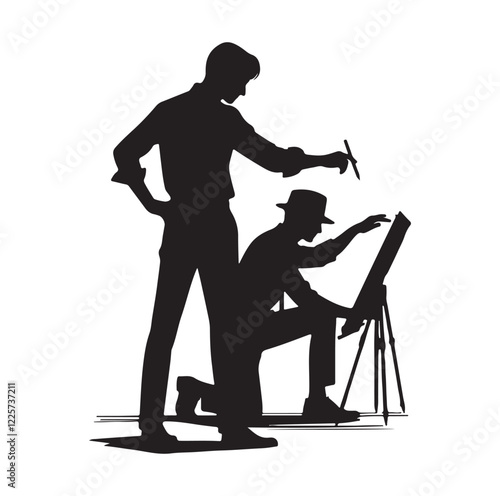 male architect pose silhouette vector illustration