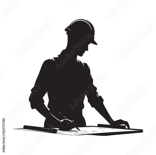 male architect pose silhouette vector illustration