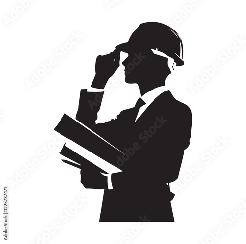 male architect pose silhouette vector illustration