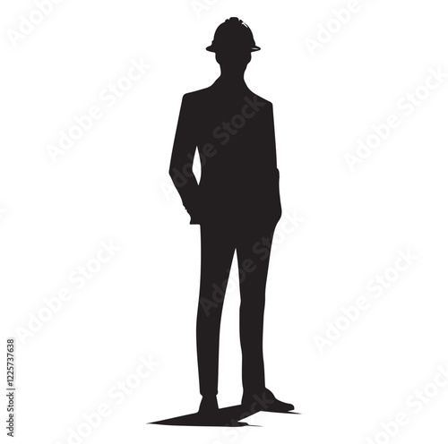 male architect pose silhouette vector illustration