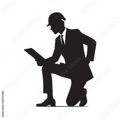 male architect pose silhouette vector illustration