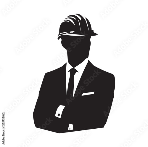 male architect pose silhouette vector illustration