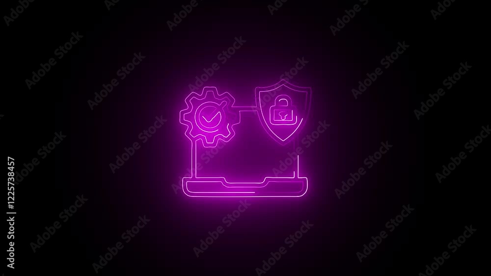 Glowing neon Protection free icon isolated on black background. HD Video motion graphic animation Glowing neon Protection free icon isolated on black background. HD Video motion graphic animation