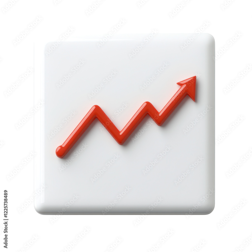 A red arrow indicates market growth on a white background, isolated on a transparent background. PNG A red arrow indicates market growth on a white background, isolated on a transparent background. PNG