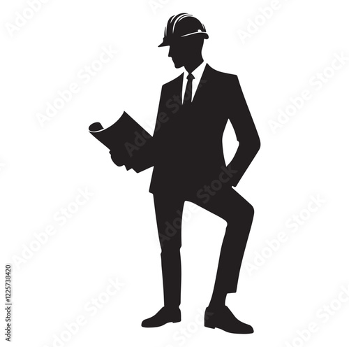 male architect pose silhouette vector illustration