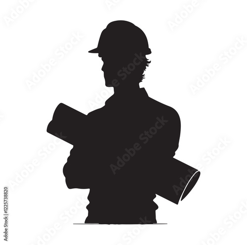 male architect pose silhouette vector illustration