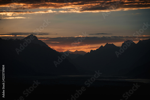 Wallpaper Mural Orange sunset illuminating the peaks of karakorum mountain range in pakistan Torontodigital.ca