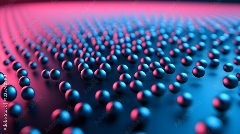 Fototapeta premium Abstract blue and pink three-dimensional background of many spheres separated from each other and resembling drops 3D illustration 3D rendering
