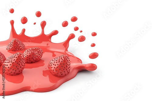 Yogurt splash with strawberries photo