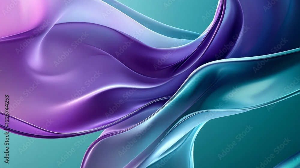 Fototapeta premium Abstract Purple Teal Fluid Flowing Dynamic Design Background Art Waves Curvy Shiny Color Image Style