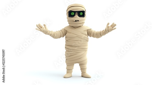 Cute 3D Halloween mummy character photo