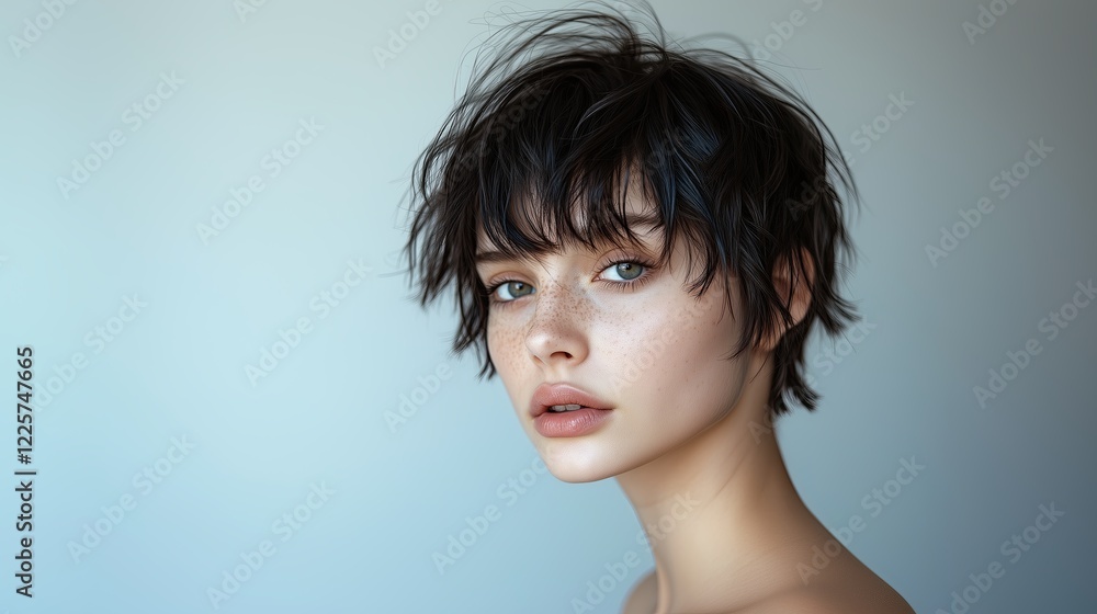 Shaggy layers and mini bangs for short hair Shaggy layers and mini bangs for short hair