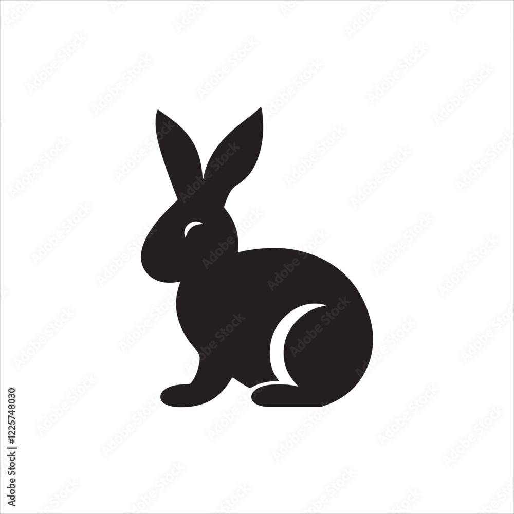 Fototapeta premium Minimalist Rabbit Silhouette in Black