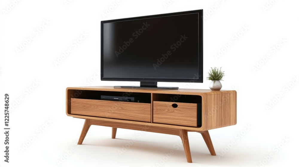 Stylish TV table with storage drawer isolated on white Stylish TV table with storage drawer isolated on white
