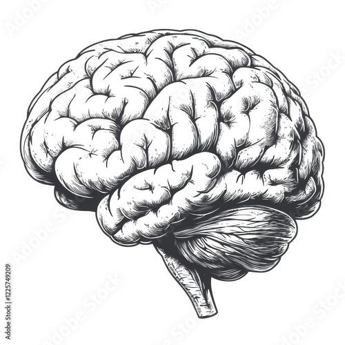 Human brain icon isolated on white background