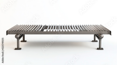 Fototapeta Naklejka Na Ścianę i Meble -  3D Empty conveyor belt or Boxes or conveyor roller isolated on white 3D render