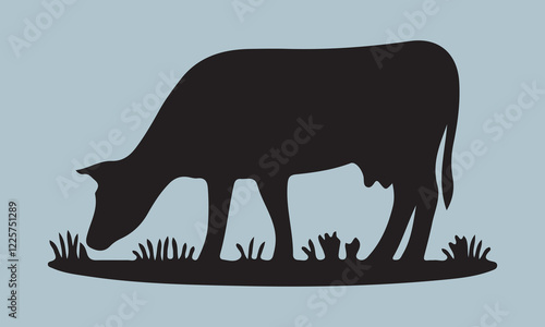 Print create cow silhouette vector style with white background 'illustration, vector, cow, mammal, animal, symbol, black and white, cowboy, drop, gardening, horizontal, horse, lifestyles, rain, seed, 