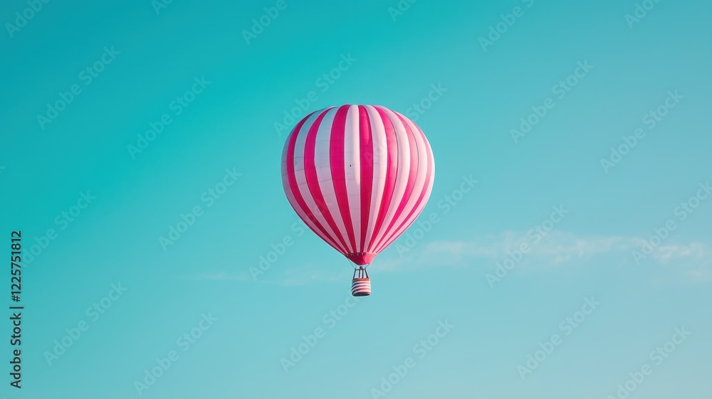 Fototapeta premium A vibrant pink hot air balloon against a clear blue sky.
