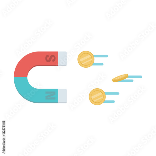 磁石にお金が引き寄せられるイラスト