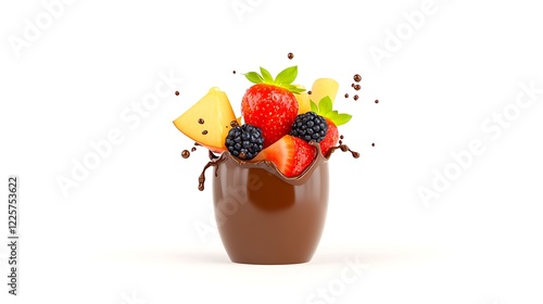 Acai berry juice splash with fresh fruit photo