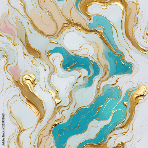 Fluid Marble with Gold Accents – Seamless Abstract Pattern