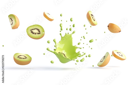 Kiwi splash with vibrant green liquid photo