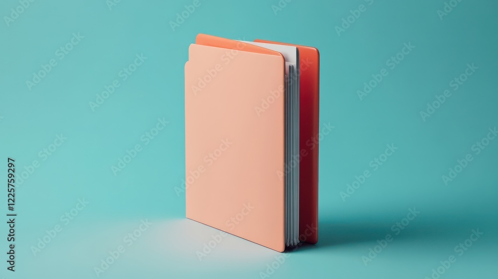 3D File folder with paper business icon. Minimal Binder file folder document 3D render 3D File folder with paper business icon. Minimal Binder file folder document 3D render