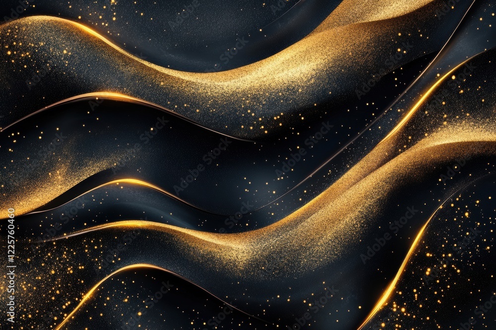Elegant golden and black wave patterns in a smooth abstract design for luxury-themed projects and upscale presentations. Perfect for backgrounds and stylish visual content Elegant golden and black wave patterns in a smooth abstract design for luxury-themed projects and upscale presentations. Perfect for backgrounds and stylish visual content