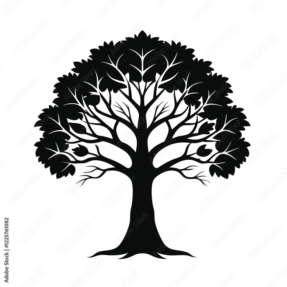 Obraz premium A black tree silhouette on a white background