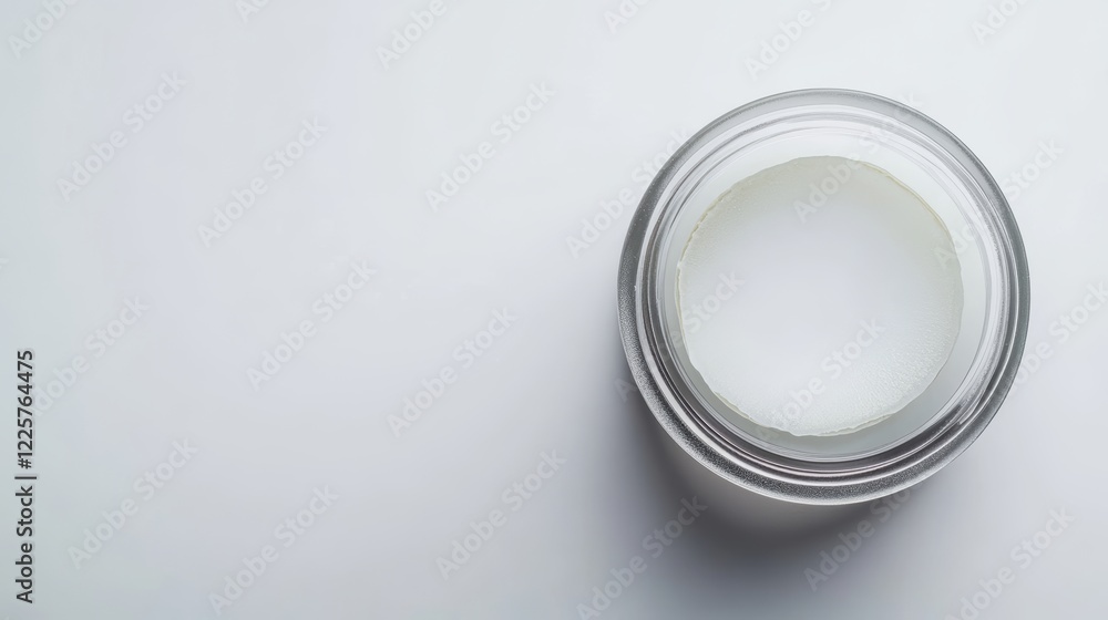 Hydrogel patches for moisturizing and nourishing the skin around the eyes Cosmetic product in a jar on white background Minimal cosmetic product concept top view copy space Hydrogel patches for moisturizing and nourishing the skin around the eyes Cosmetic product in a jar on white background Minimal cosmetic product concept top view copy space