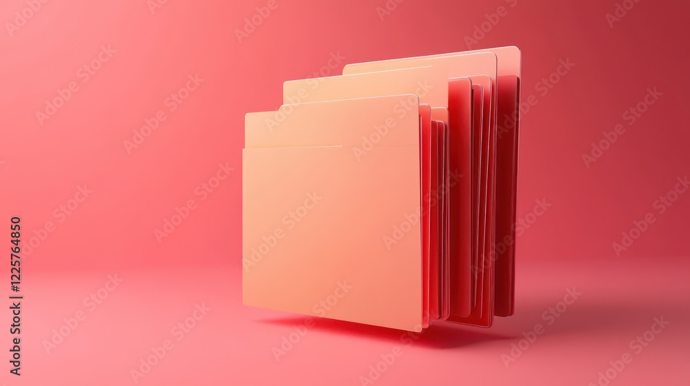 Fototapeta premium 3D File folder with paper business icon. Minimal Binder file folder document 3D render