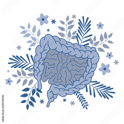 IBS (irritable bowel syndrome) Awareness, Colorectal Cancer Awareness. Intestine vector illustration. Digestive tract