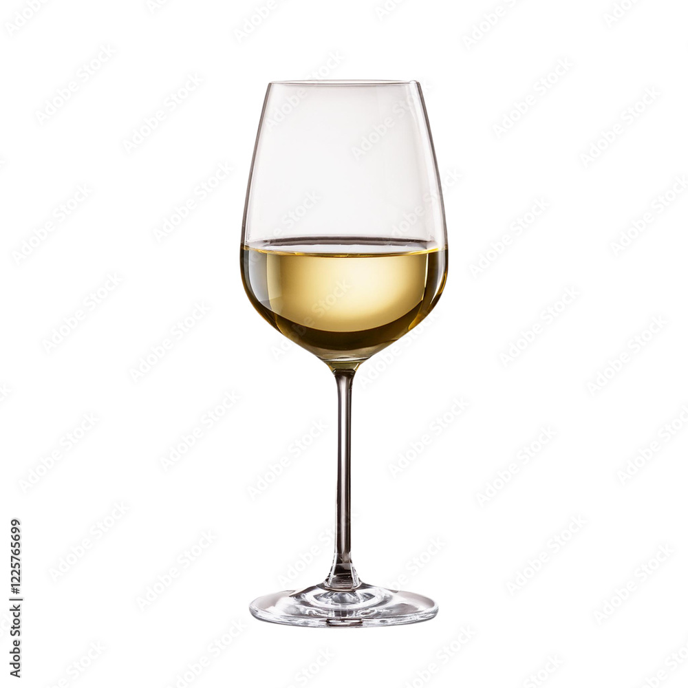 Elegant white wine glass with transparent background on display Elegant white wine glass with transparent background on display