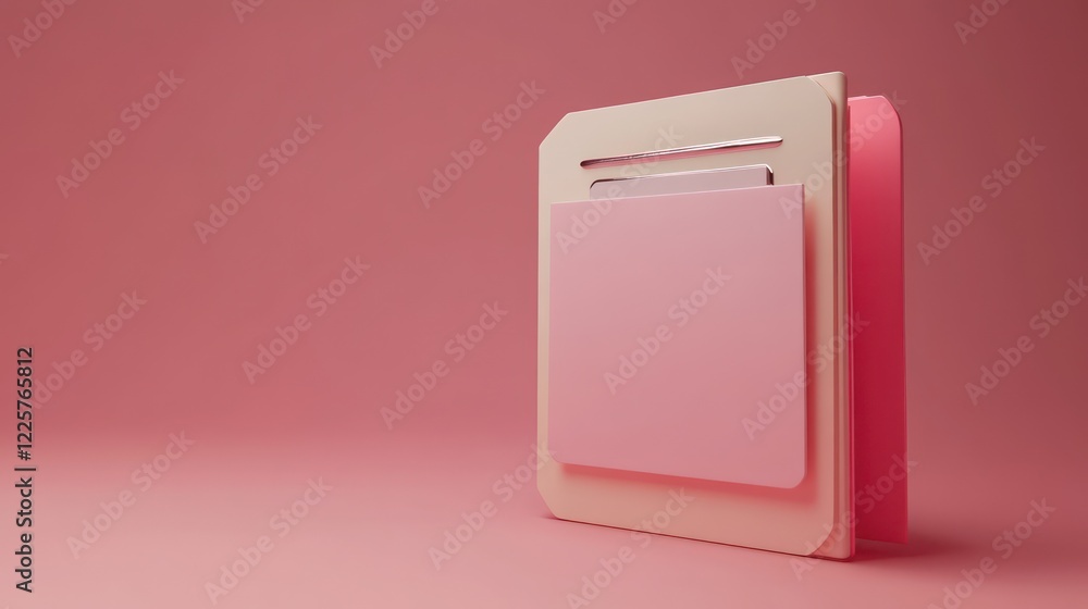 3D File folder with paper business icon. Minimal Binder file folder document 3D render