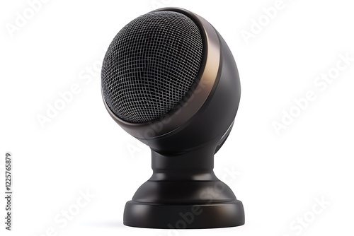 Metallic microphone icon with mesh detailing photo