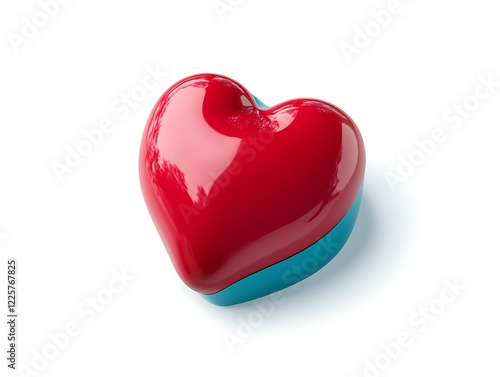 Glossy red heart icon photo