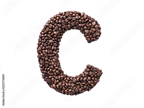 Isolated Letter C made of coffee beans photo