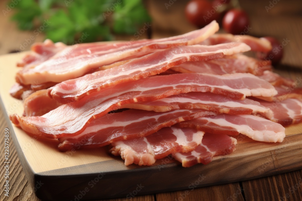 Red Turkey Bacon - Delicious Raw Slices of Turkey Meat for a Tasty and Healthy Meal or Snack at Lunch Time Red Turkey Bacon - Delicious Raw Slices of Turkey Meat for a Tasty and Healthy Meal or Snack at Lunch Time