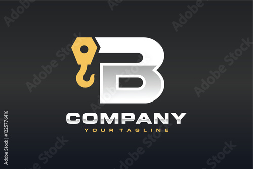 letter B hook crane logo