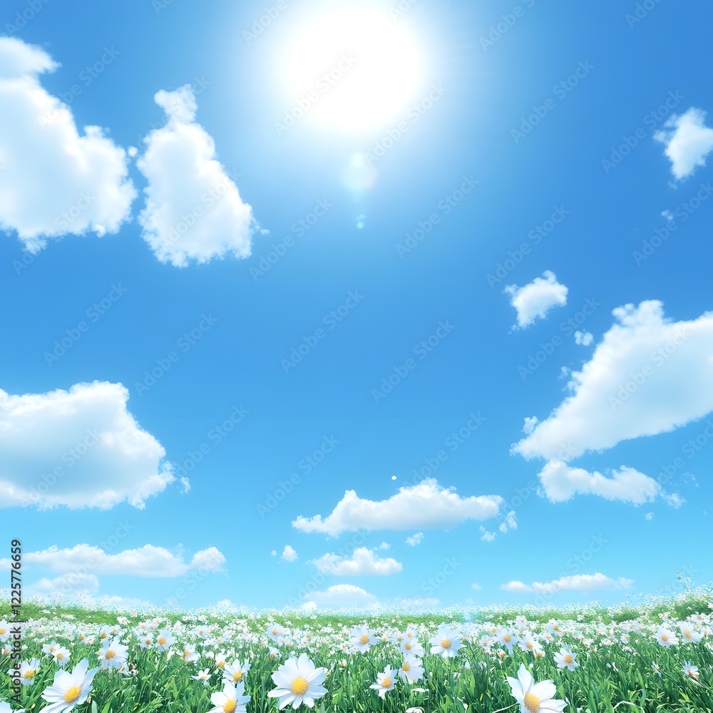 Stunning Sunny Day Meadow with White Daisies Stunning Sunny Day Meadow with White Daisies