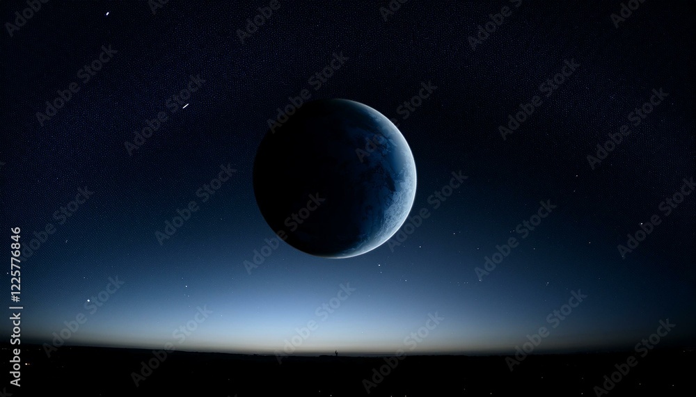 Fototapeta premium 어두운 하늘을 배경으로 한 행성의 밤 장면