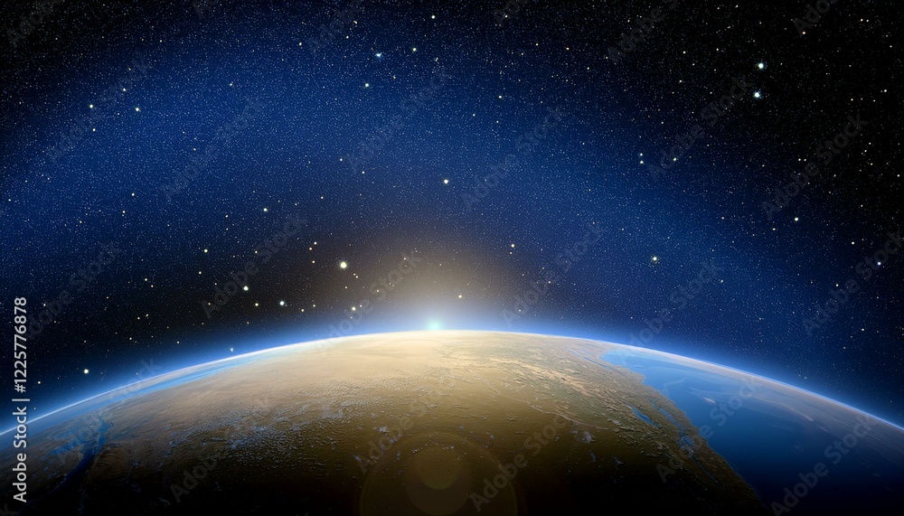 Obraz premium 어두운 하늘을 배경으로 한 행성의 밤 장면