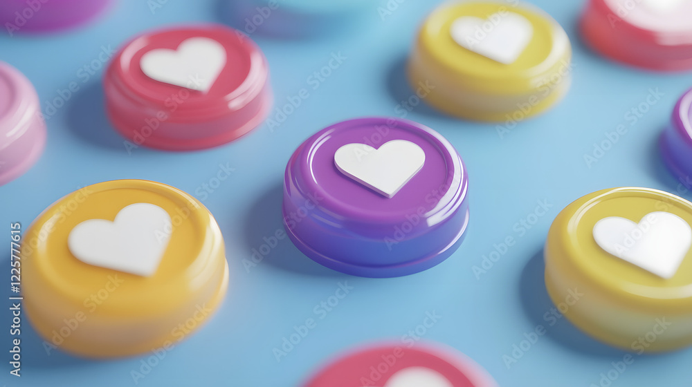 Fototapeta premium social media like notification icon with heart symbol. Social media success concept - 3d rendering