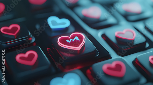 social media like notification icon with heart symbol. Social media success concept - 3d rendering


