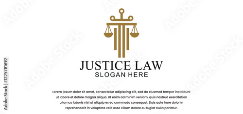 legal logo with the concept of the symbol of the pillar of justice, creative premium for lawyers and law firms